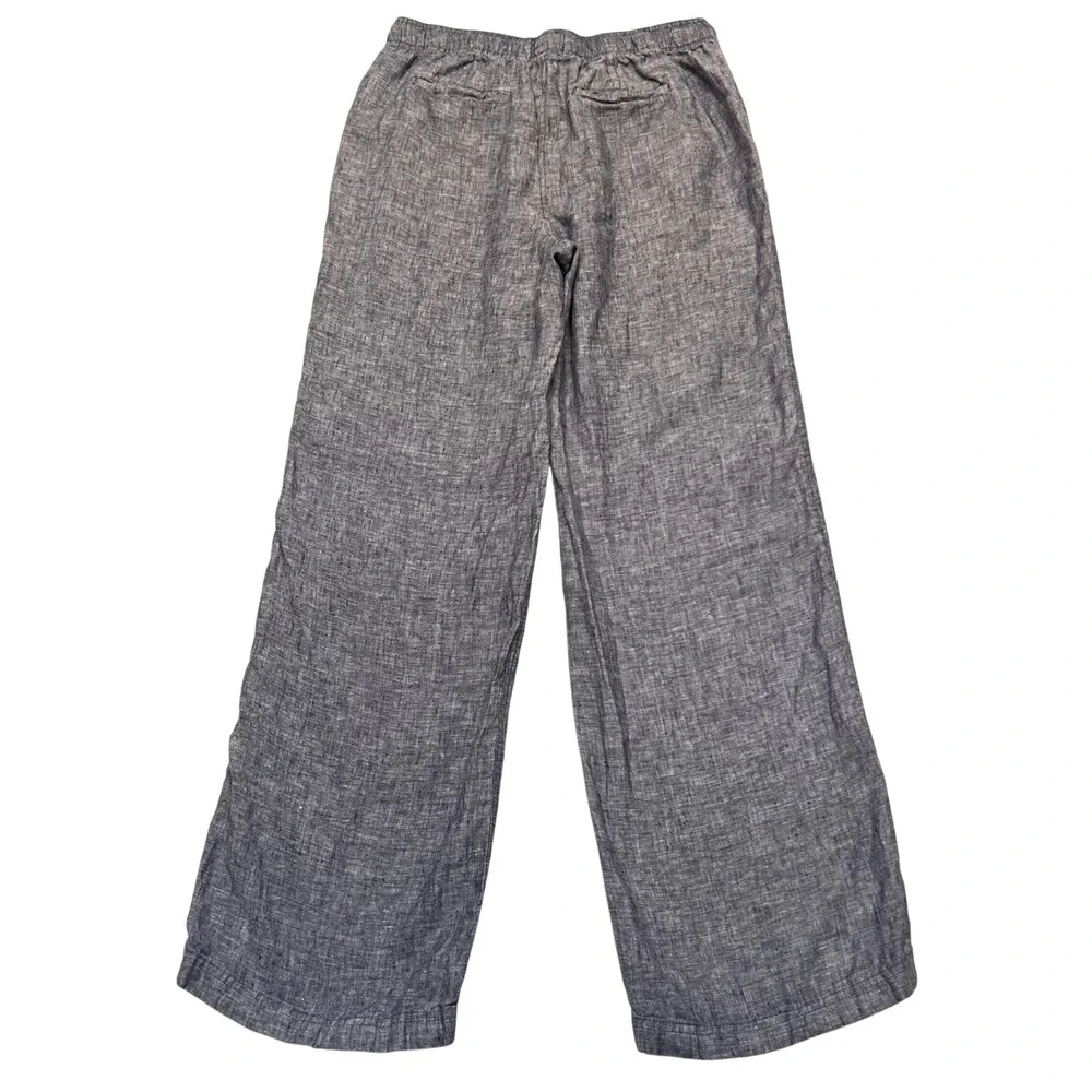Jones & Co New York Blue 100% Linen Wide Leg Relaxed Drawstring Pants Size M